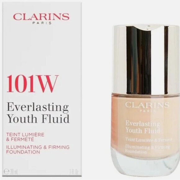 CLARINS Everlasting Youth Fluid Foundation* ~ 101W (Warm Light Beige) 30ml NIB - Picture 2 of 14